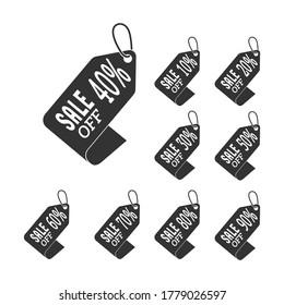 set of stickers with a percentage discount for stickers, labels and banners. simple vector illustration isolated on a white background