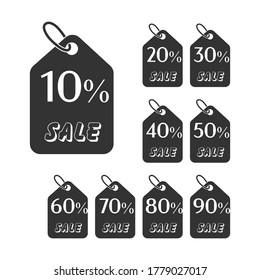 set of stickers with a percentage discount for stickers, labels and banners. simple vector illustration isolated on a white background