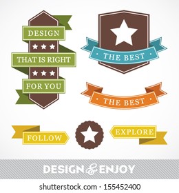 Set of stickers and ribbons, design concept, vector illustration