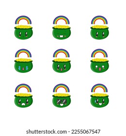 Conjunto de stickers para Sainted Patrick de macetas de leprechaun