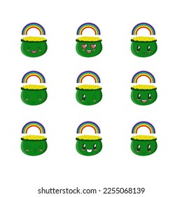 Conjunto de stickers para Sainted Patrick de macetas de leprechaun