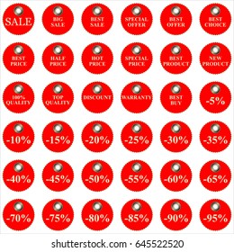 set of stickers sales template on white background vector illustration