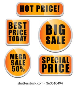 Set of stickers for sales. Vector