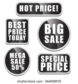 Set of stickers for sales. Vector