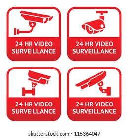Set stickers for security alarm cctv, camera surveillance