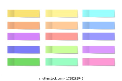 set of stickers with a shadow for notes. Vector color office stickers for text.