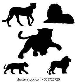 Set of the stickers with silhouettes of predators.