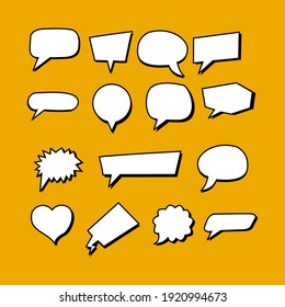 Set of stickers of speech bubbles