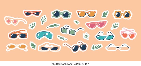 Set Of Stickers with Stylish Sunglasses, Featuring Sleek Frames And Uv-protective Lenses, Perfect For Shielding Eyes
