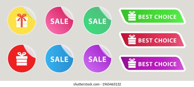 Un juego de stickers. Adecuado para el diseño de sitios web, redes sociales, materiales impresos. Vector.