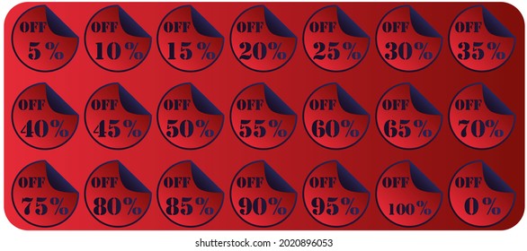 A set of stickers that attract the customer and give your design a uniquely different kind of beauty. Contains discounts at different rates to suit all discount offers
