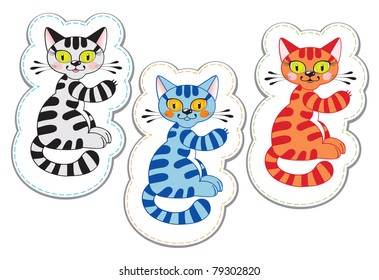 A set of stickers of the three kittens
