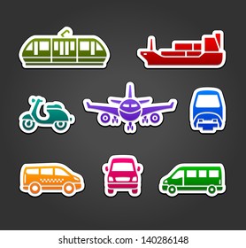 Set of stickers, transport color signs, vector illustration