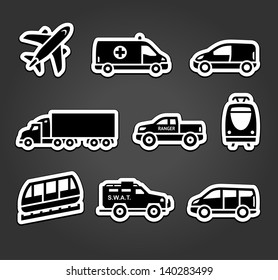 Set of stickers, transport icons, vector illustration