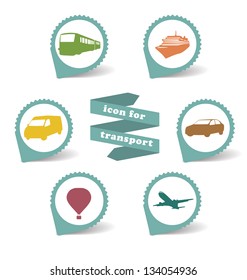 Set stickers transportation icons on white background