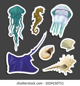 Set with stickers of underwater inhabitants