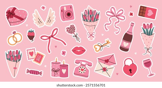 A set of stickers for Valentine's Day