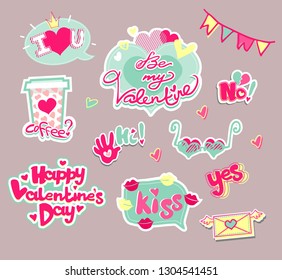 
Set of stickers for Valentine's Day, dating or chat. A collection of different icons for dialogue.