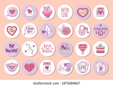 Set of stickers for Valentine's Day. Label. Vector illustration.