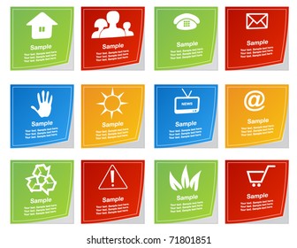 Set of stickers with various symbols