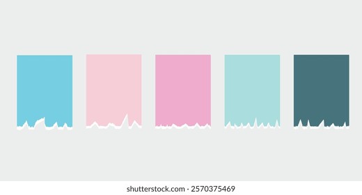 set of stickers, vector, blank, colorful, rectangular, paper, blank