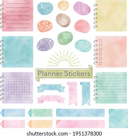 Set of stickers for watercolor planners.　Vector illustration