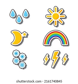 Set Of Stickers For Weather Forecast.