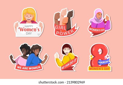 conjunto de stickers del Día Mundial de la Mujer