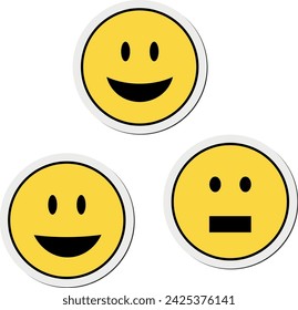 Set von Aufklebern Gelb Grün Lächelt Emotionen