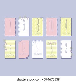 A set of stickers/labels 1-12 months
