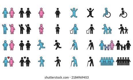 set stickman icon vector illustration