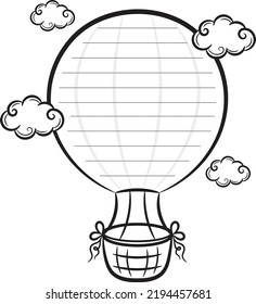 set of sticky balloons letter notes for writing sketch for coloring