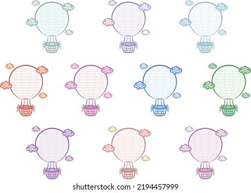 set of sticky balloons letter notes for writing with pastel coloring