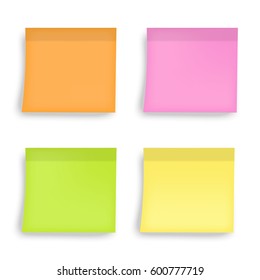 Set. sticky. Green. Orange. Yellow. Pink. Vector illustration