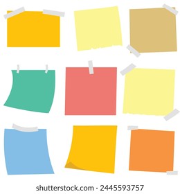 Set of sticky note cartoon illustration