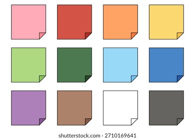 Conjunto de Clipart de notas adhesivas 12 Colores