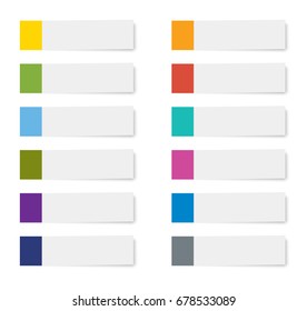 set of sticky note paper sheets isolated background. 