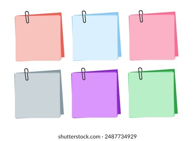 Set of sticky note with pin. Templates for a note message. Vector illustration.