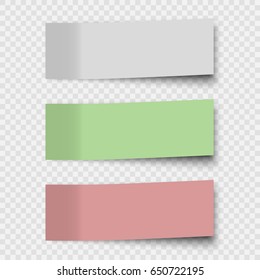 Set of sticky notes or Office paper sheets isolated on transparent background.