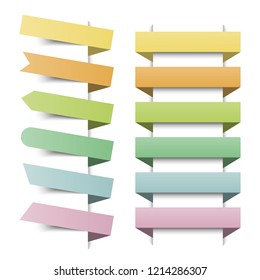 Set of sticky notes on white paper.Vector illustration.
