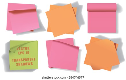 Set of sticky notes. Vector illustration. Eps 10.