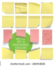 Set of sticky notes. Vector illustration with transparencies. Eps 10.