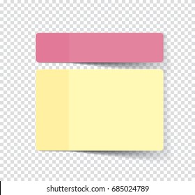 Set of sticky stickers with shadow isolated on a transparent background. Vector.