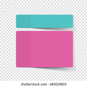 Set of sticky stickers with shadow isolated on a transparent background. Vector.