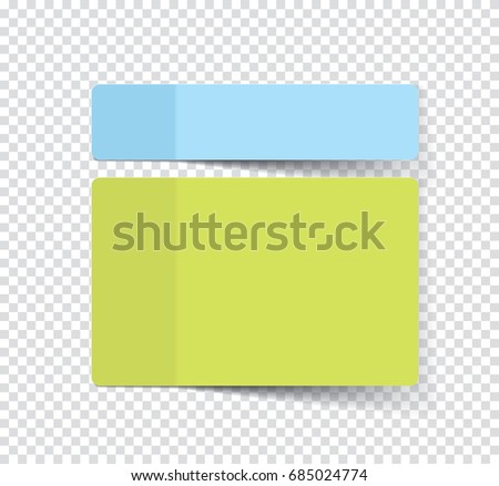 Set of sticky stickers with shadow isolated on a transparent background. Vector.