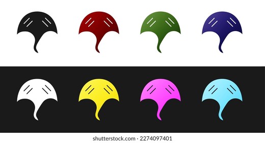 Set Stingray icon isolated on black and white background.  Vector