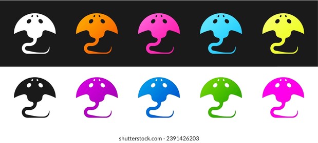 Set Stingray icon isolated on black and white background.  Vector