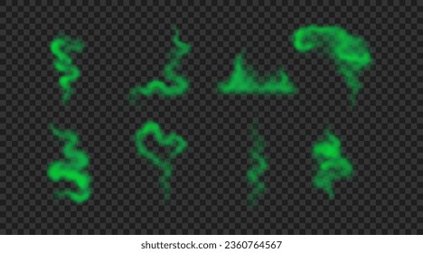 Set of stink clouds isolated on transparent background.