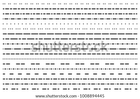 Set stitch sewing machine. Sewing seam lines. Cut lines. Vector illustration