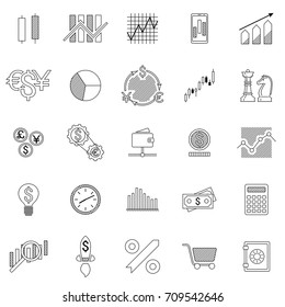 Set of stock forex icons. Finance exchange investing icon. Money, income, trade. Vector illustration